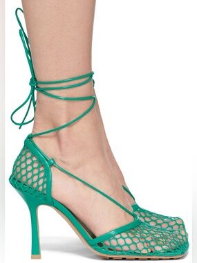BOTTEGA VENETA  Stretch Web Heels in green size 37